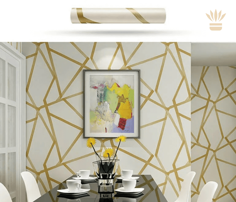 Papel de Parede Ângulos Dourados Abstrato 3D em Vinil